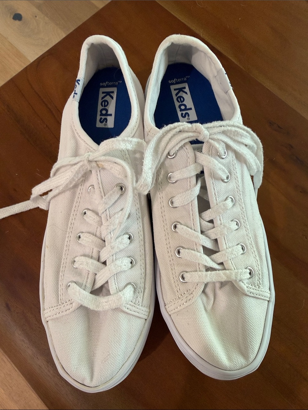Keds White Canvas Lace-Up Sneakers